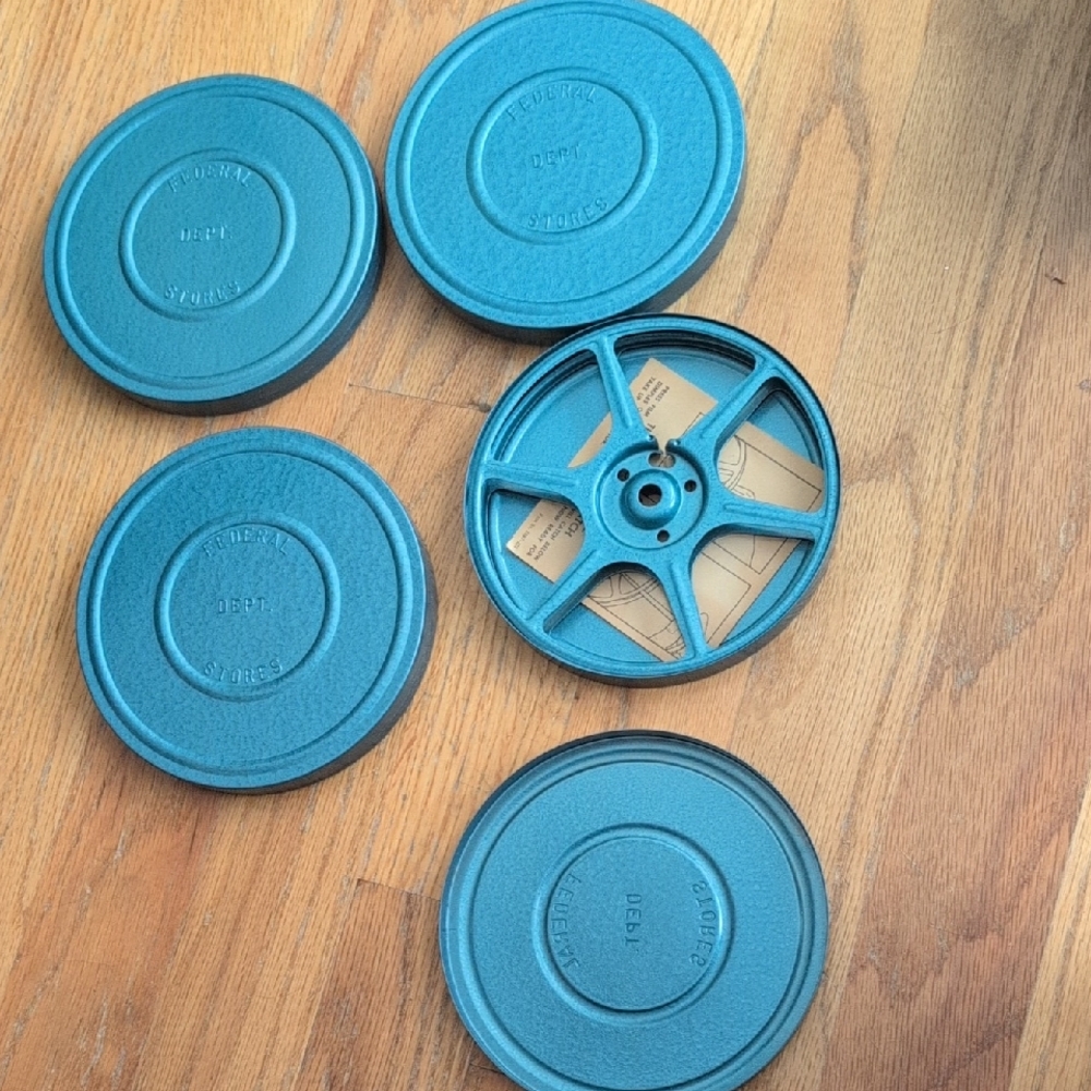Vintage Set of Blue 8mm Film Reels